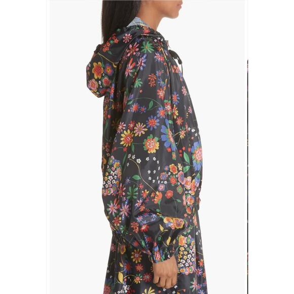 TIBI FLORAL PRINT ANORAK JACKET WITH DETACHABLE HOOD WATER REPELLENT WOMEN SZ L - Picture 5 of 15